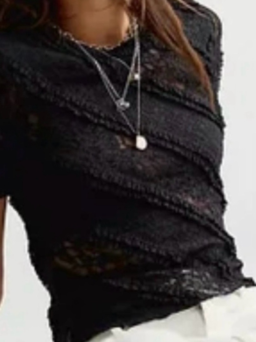 Free People Intimately Solita Lace Top Black Size Large NWT